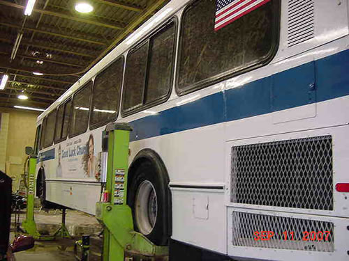 Typical  Bus Up For A Visual Inspection